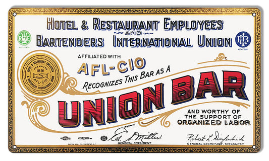 Union Hotel And Restaurant Bar Vintage Style Metal Sign 12 x 18