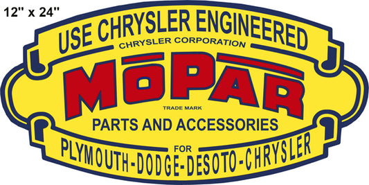Chrysler Parts Gas Station Vintage Style Metal Sign 12 × 24