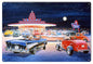 Hot Rods At Drive In Garage Jack Schmitt 12×18