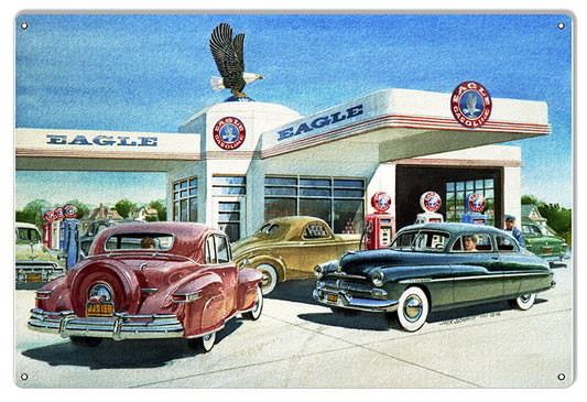 Eagle Gas Station Motor Oil Jack Schmitt Vintage Style Metal Sign 12 × 18