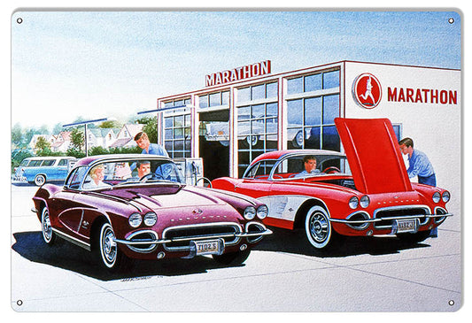 Marathon Gas Station Motor Oil Vintage Style Metal Sign 12 × 18