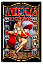 Route 66 Pin Up Girl Hot Rod 12×18