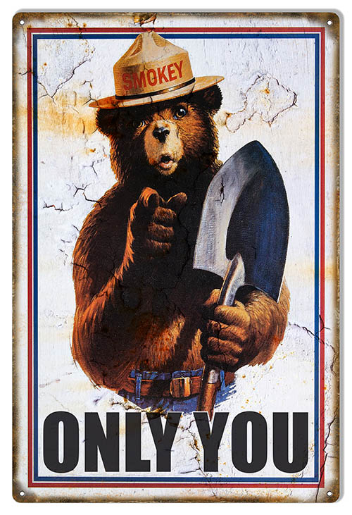 Smokey The Bear Animal Vintage Style Metal Sign 12 × 18