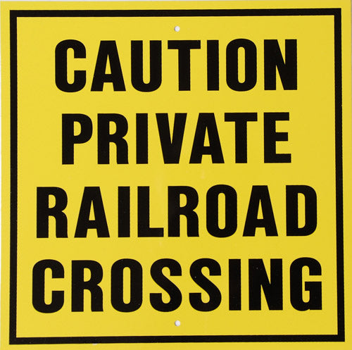 Yellow Caution Private Railroad 12×12