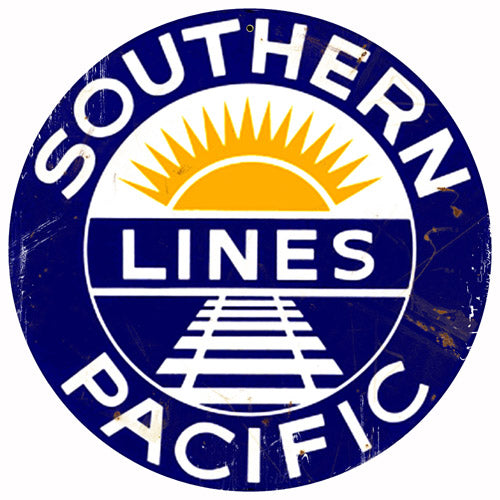 Blue Southern Pacific Railroad Vintage Style Metal Sign 14 x 14