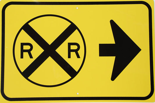 R R Railroad Points To Right Vintage Style Metal Sign 12 x 18