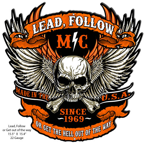 Lead Follow Skull Vintage Style Metal Sign 15 × 15