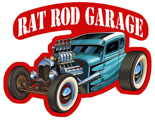 Rat Rod Garage Vintage Style Metal Sign 16 × 21