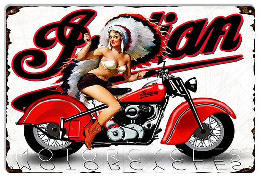 Indian Motorcycle Pin Up Girl 12×18