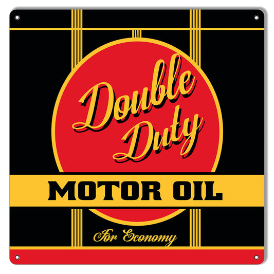 Double Duty Motor Oil Vintage Style Metal Sign 12 × 12