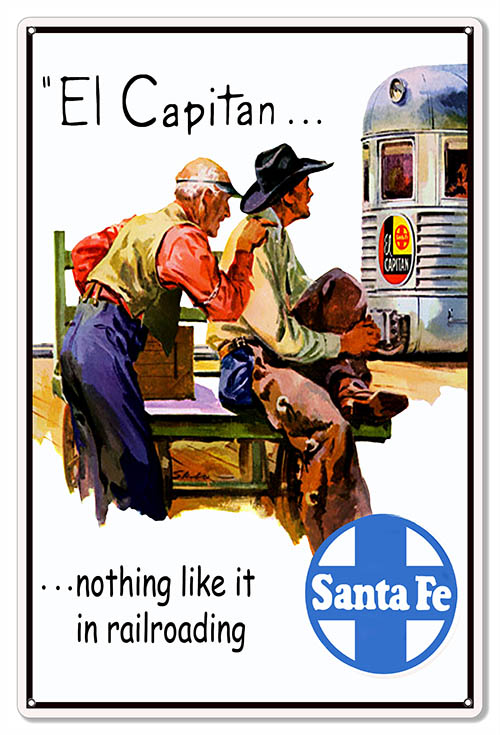 Santa Fe El Capitan Railroad Vintage Style Metal Sign 16 × 24