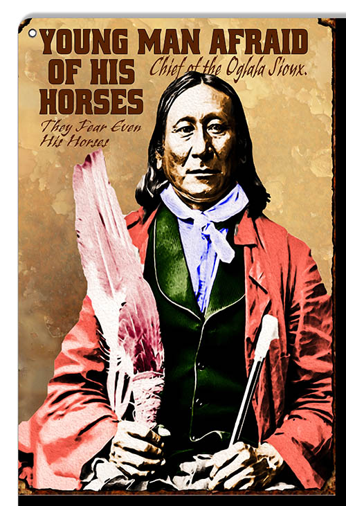 Indian Chief Ogala Sioux Vintage Style Metal Sign 12 x 18