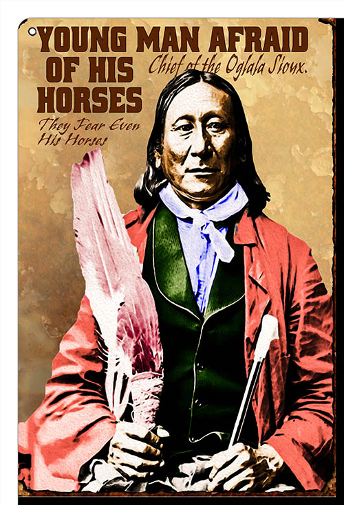 Indian Chief Ogala Sioux Vintage Style Metal Sign 16 × 24