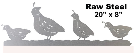 Quail Birds Raw Steel Vintage Style Metal Sign 8 × 20