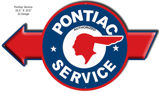 Pontiac Service Vintage Style Metal Sign 20 × 35