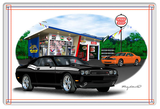Dodge Challenger Black Vintage Style Metal Sign 12 × 18