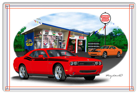 Dodge Challenger Red Vintage Style Metal Sign 18 × 30