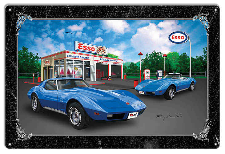 ESSO Corvette Blue Sting Ray 12×18