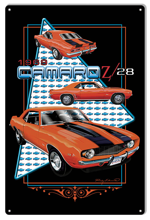 Camaro 1969 Z28 Orange Car 18×30