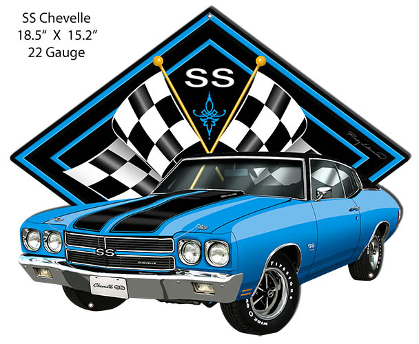 SS Chevelle Blue Car 15.2×18.5
