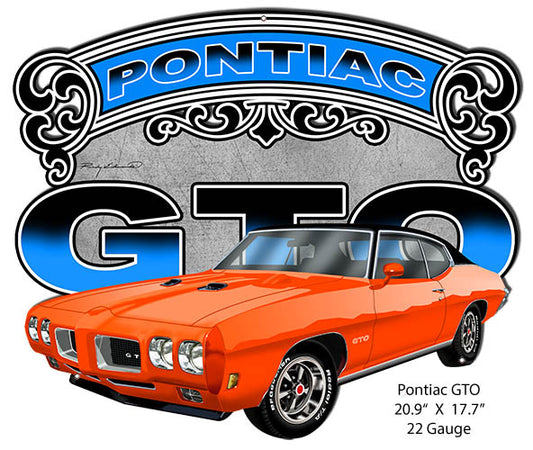 Pontiac GTO Orange Garage Vintage Style Metal Sign 15 × 18