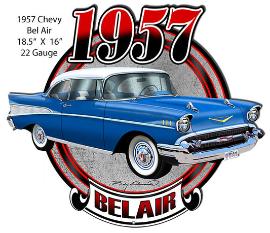 Chevy Bel Air Blue Vintage Style Metal Sign 16 × 18