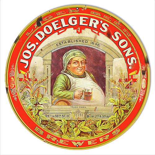 Jos Doeglers Sons Beer Bar Vintage Style Metal Sign 14 x 14