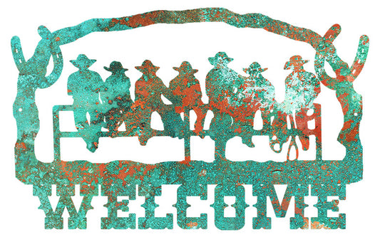 Welcome Cowboys Country Vintage Style Metal Sign 14 × 22
