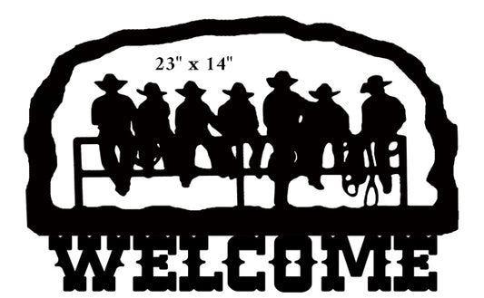 Welcome Cowboys Silhouette Vintage Style Metal Sign 14 × 22
