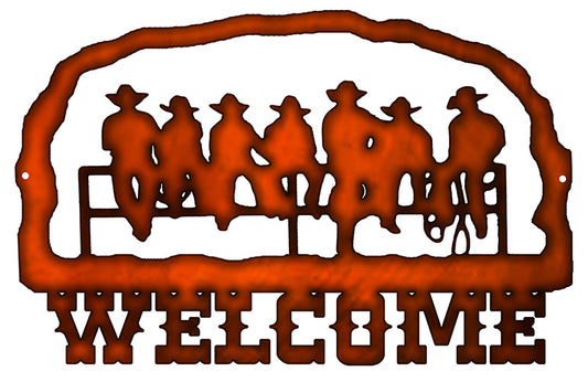 Welcome Cowboys Vintage Style Metal Sign 14 × 22