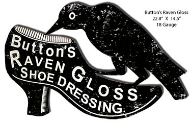 Buttons Raven Silhouette Vintage Style Metal Sign 14 × 22