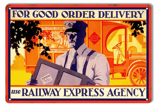 Railway Express Delivery Railroad Vintage Style Metal Sign 9 × 12