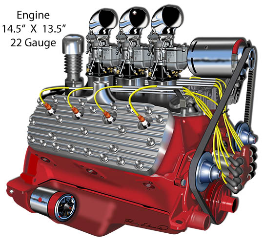 Hot Rod Engine Red 13.5×14.5