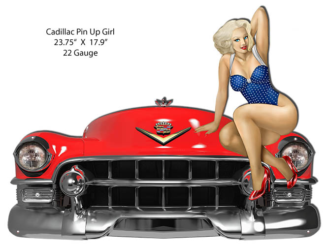 Cadillac Front End Pin Up Girl 17.9×23.75
