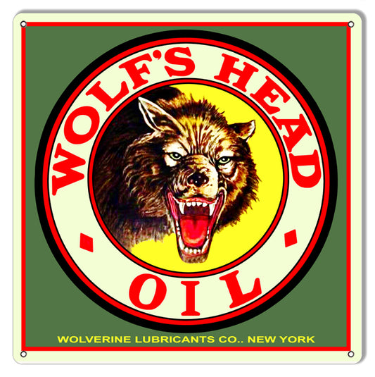 Wolfs Head Oil Motor Oil Vintage Style Metal Sign 12 × 12