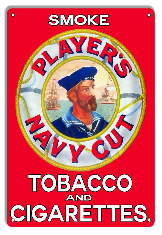 Players Navy Cut Tobacco Cigarettes Vintage Style Metal Sign 9 x 12