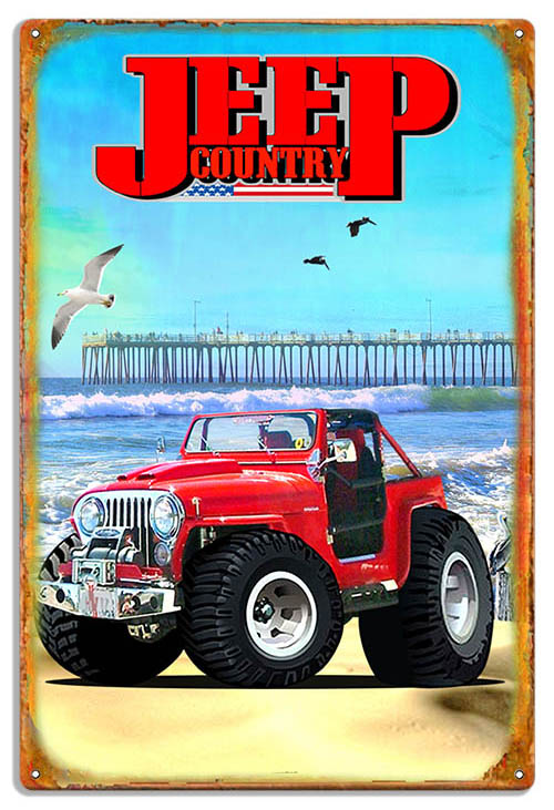 Jeep Country Vintage Style Metal Sign 12 x 18