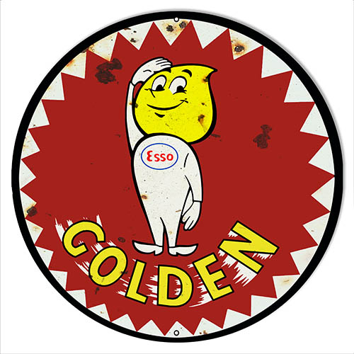 Esso Golden Vintage Style Metal Sign 14 × 14