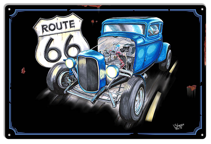 Route 66 Hot Rod 12×18