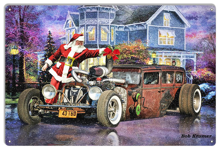 Rat Rod Santa 12×18