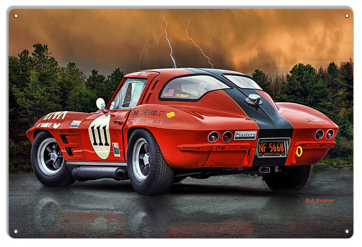 Corvette Hot Rod Sports Car 12×18