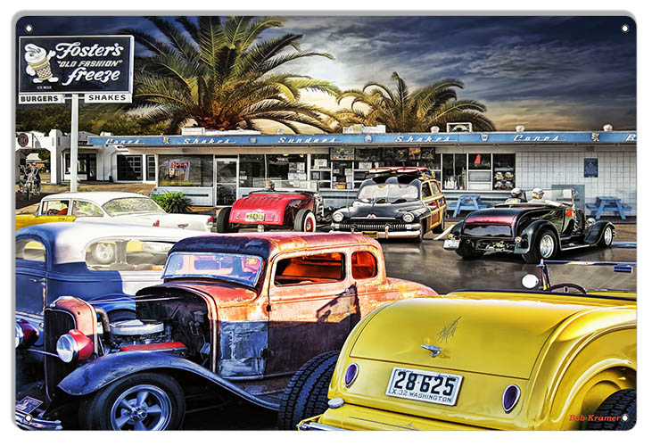 Classic Hot Rod Cars At Fosters Freeze 12×18