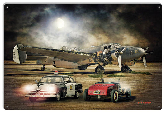 Airplane And Classic Cars 12×18