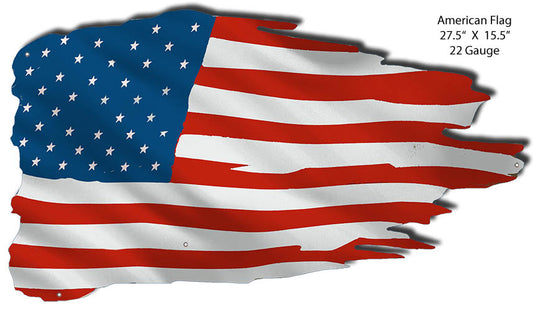 American Flag Vintage Style Metal Sign 15 x 27