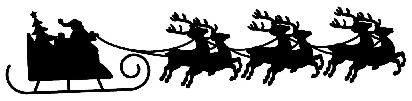 Santas Sleigh Reindeer Silhouette 5×23.5
