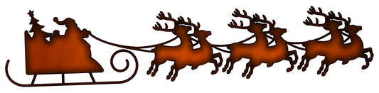 Santas Sleigh Reindeer Vintage Style Metal Sign 5 × 23