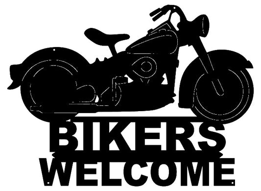 Bikers Welcome Silhouette Vintage Style Metal Sign 14 × 19