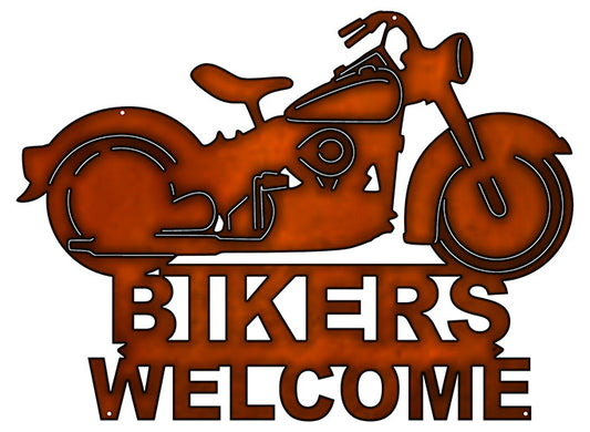Bikers Welcome Vintage Style Metal Sign 14 × 19
