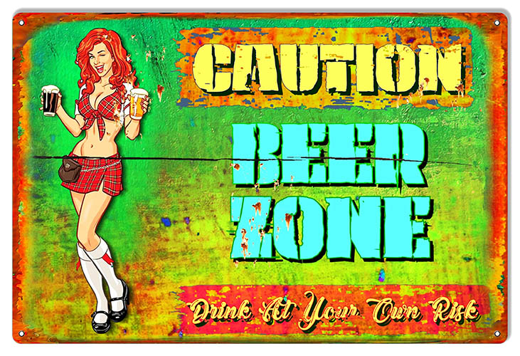 Beer Zone Caution 12×18