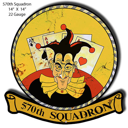 570 Squadron Vintage Style Metal Sign 14 × 14